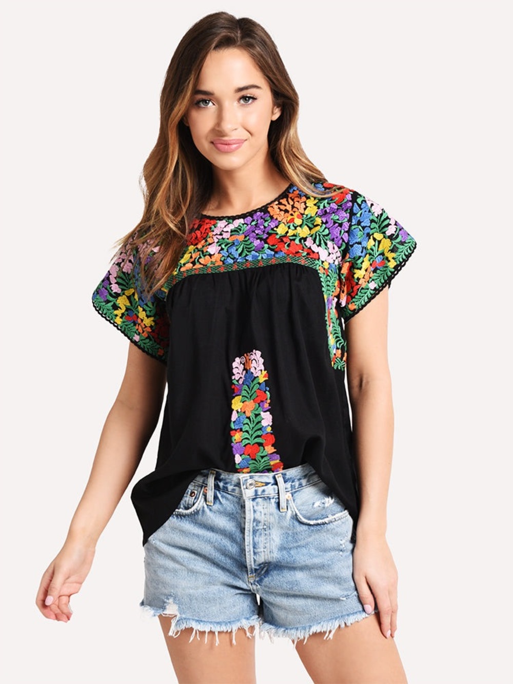 j. marie • Classic Embroidered Mexican Style Top || Large